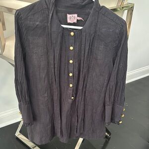 Juicy Couture Elegant Black Button-Up Blouse